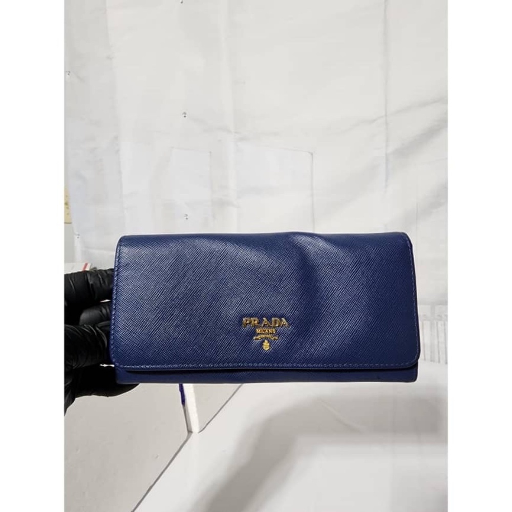 Authentic Prada Saffiano Leather Continental Wallet Blue - Picture 13 of 13